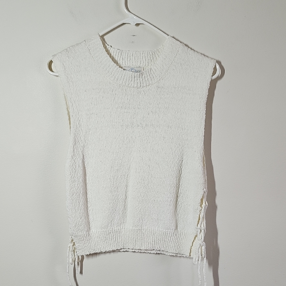 Jun & Ivy White Sleeveless Knit Top with Side Ties Womens XL